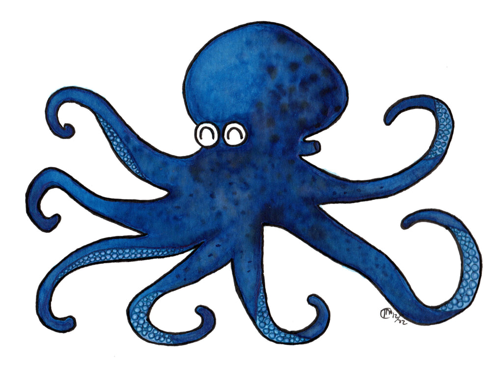 TM Originals | Prints 5x7 - Happy Blue Octopus