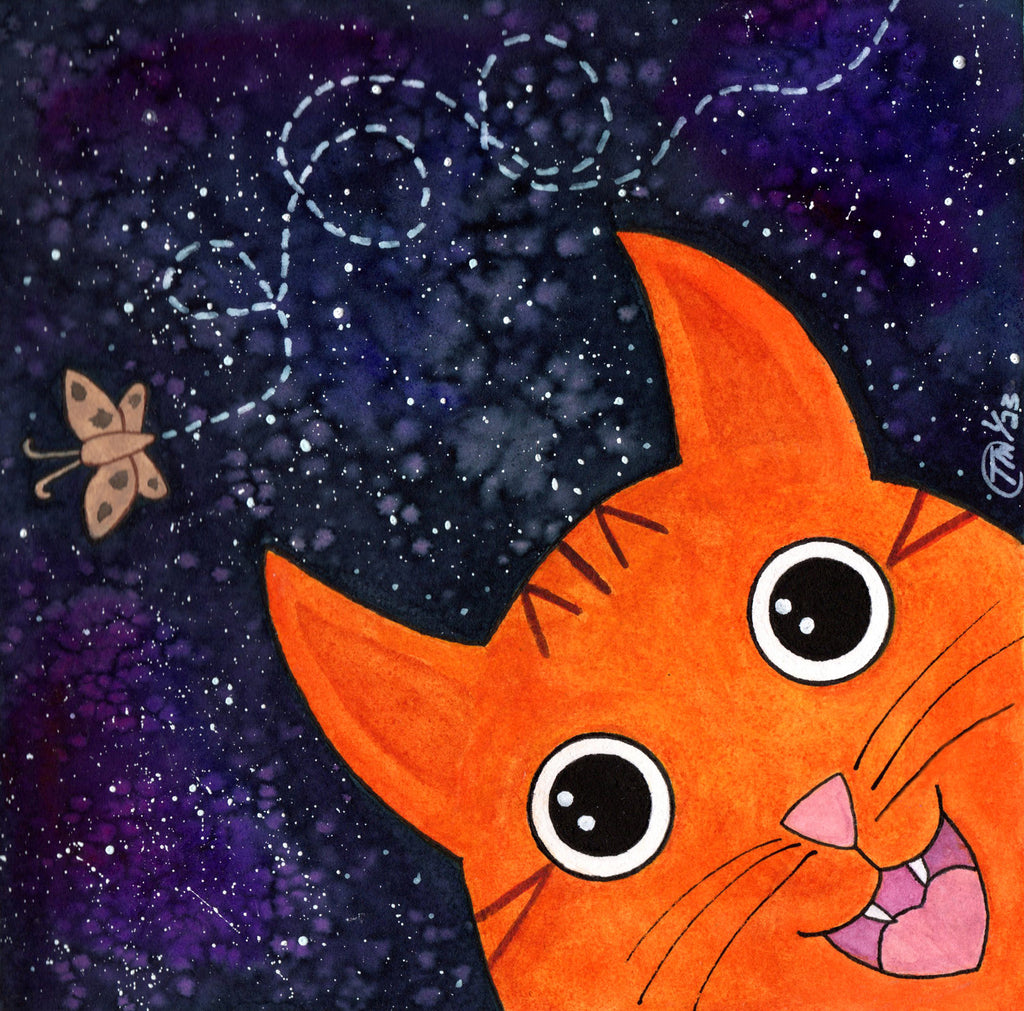 TM Originals | Print 6x6 - Orange Cat With Moth