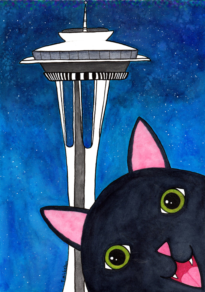 TM Originals | Print 8x10 - Space Needle Tourist Cat